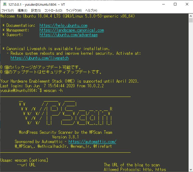 Windowsのvirtualbox Ubuntu18 04にwpscanをインストール Tech Hippo Lab